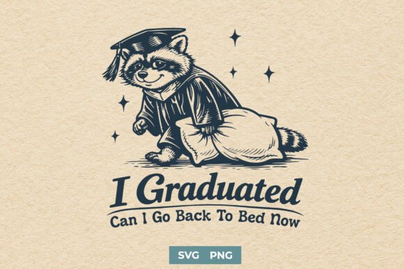 Graduation SVG PNG, Funny Raccoon Design for Crafts