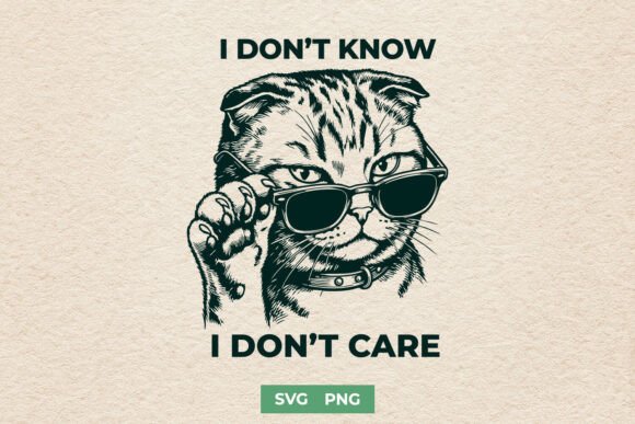 Sassy Cat with Sunglasses IDK SVG PNG Graphics for Crafts
