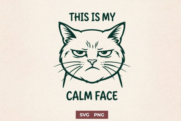 This is My Calm Face Cat SVG, Funny PNG Graphics for Crafts