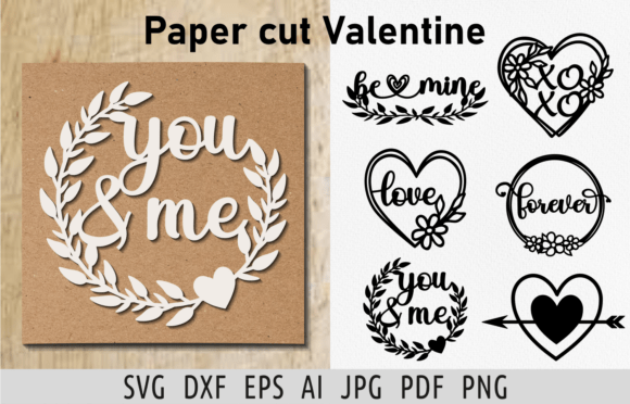 Valentine Wreath Svg Paper Cut Love Svg for Graphics and Crafts